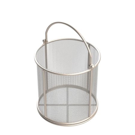 Round Wire Mesh Basket: 6Dia. X 6H, 304 SS, 3/16 Rod Frame, Mesh: 30 X .012